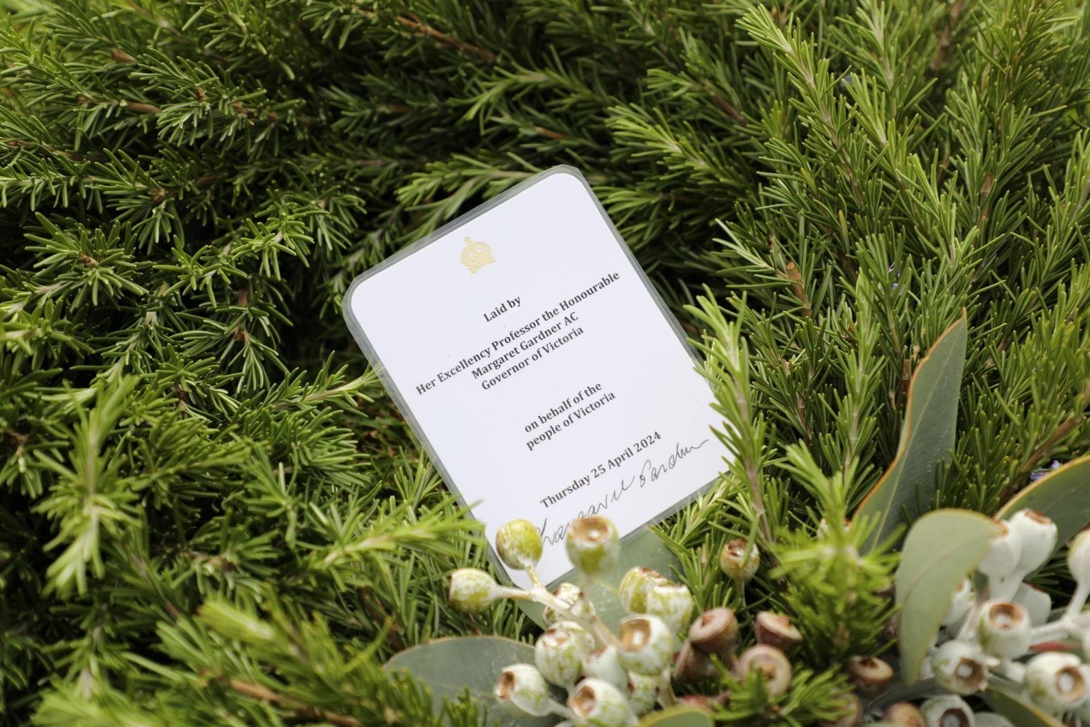 The wreath laid by the Governor ANZAC Day Dawn Service 2024