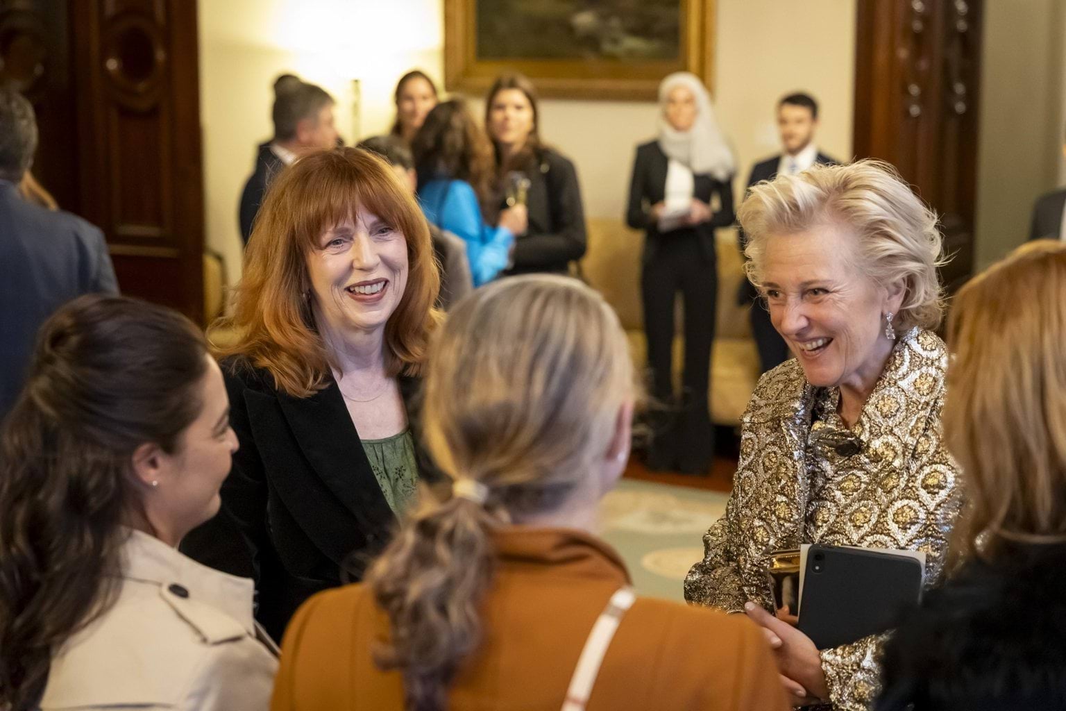 Governor and HRH Princess Astrid of Belgium speak with guests.