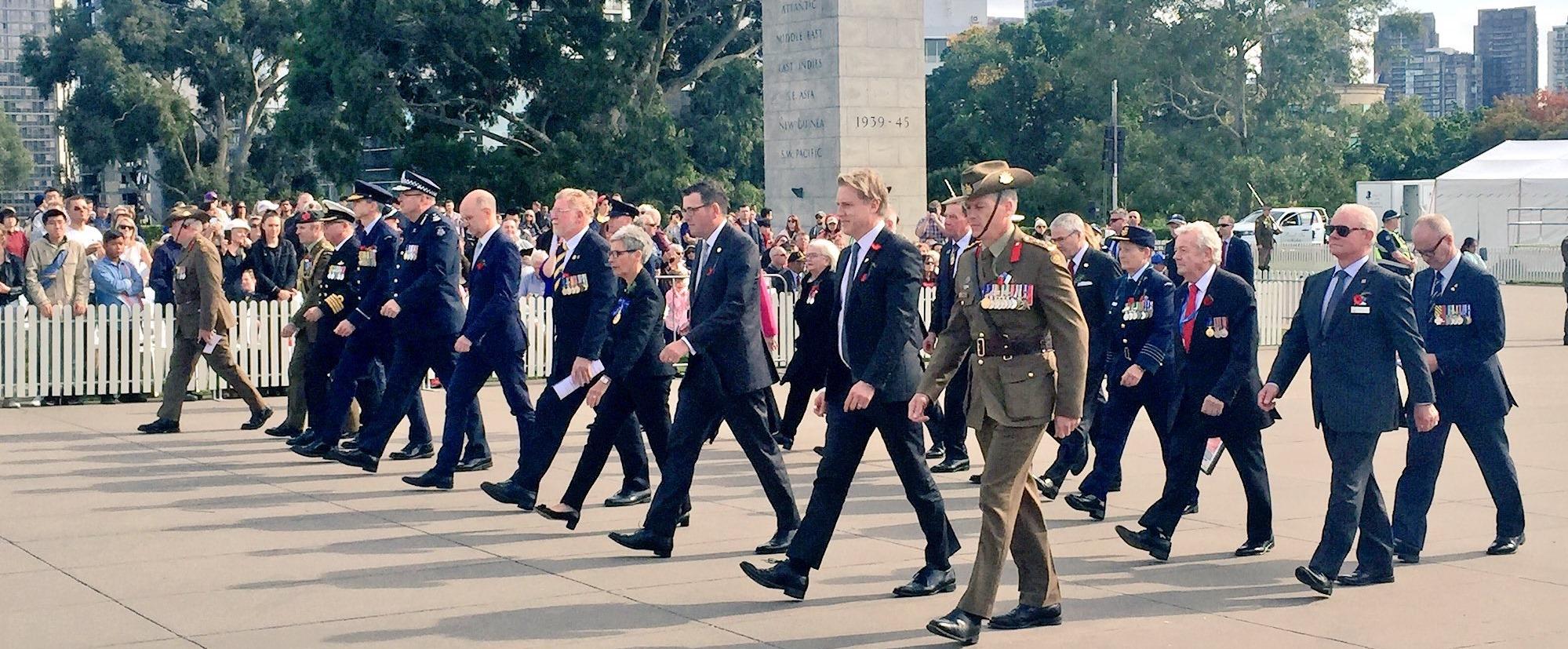The Governor taking part in the Anzac Day March.