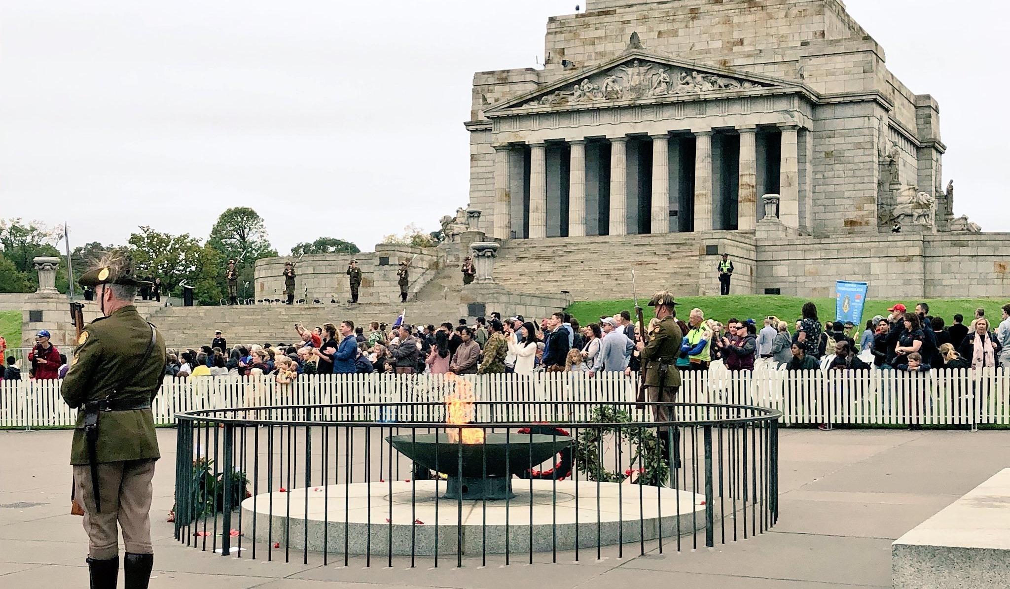 The Eternal Flame at Shrine of Remembrance during Anzac Day Service