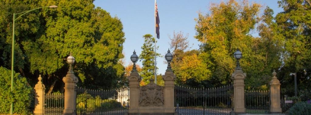 Front entrance gates at Government House