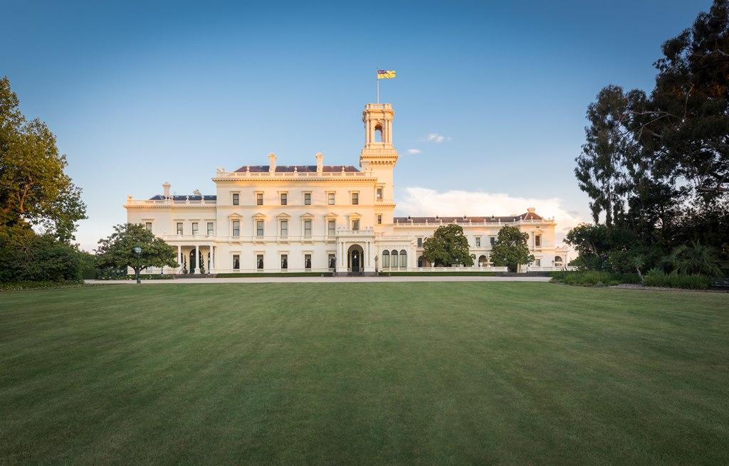 View of the front of Government House from the West Lawn.