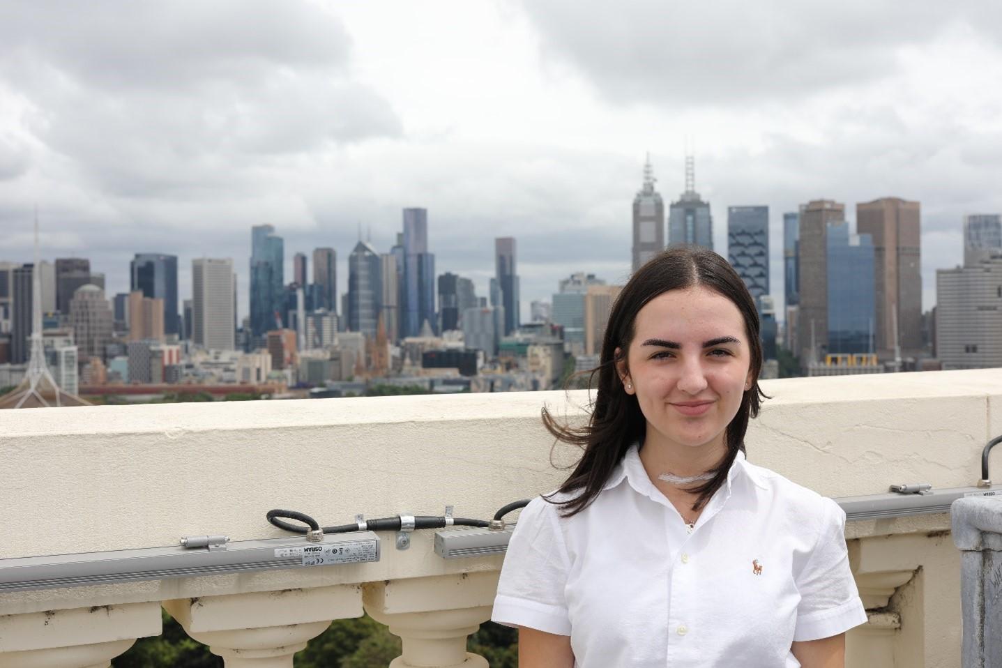 Sienna at the top of the tower of Government House. 