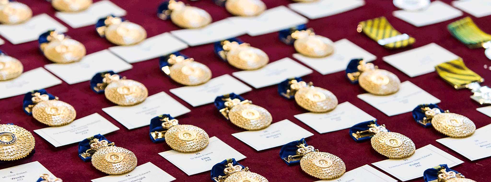 Australian honours and awards in rows ready for awarding